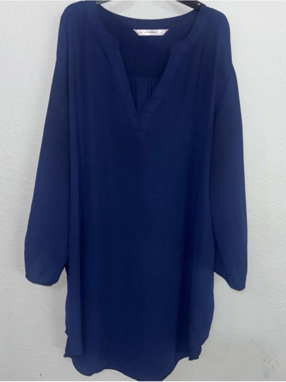 Port Authority Navy V-Neck Long-Sleeve Tunic